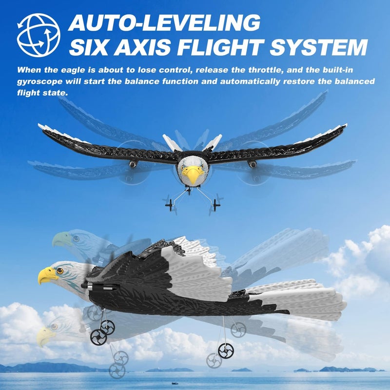 DEERC RC Plane, Remote Control Eagle Plane, RTF Airplane, 2.4GHZ 2CH Flying Bird with 2 Batteries & Propeller 6-axis Gyro Stabilizer, Easy to Fly for Beginners Adults Kids Boys - Image 4